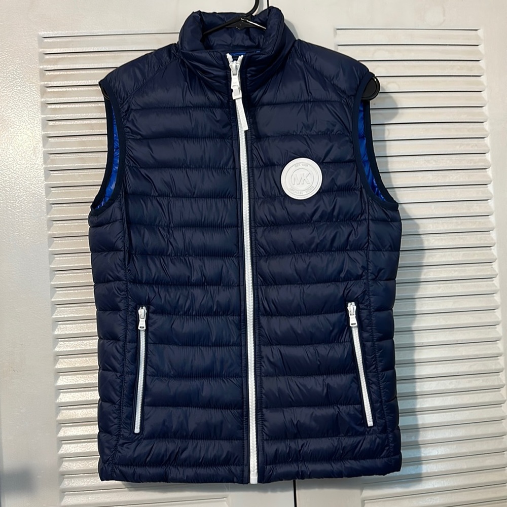 Michael Kors Blue Travel Water Resistant Puffer Zip Jacket